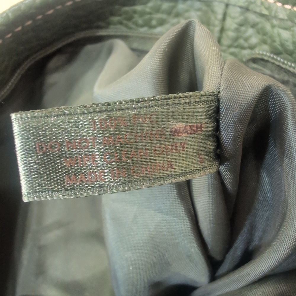 Estee Lauder Olive Green Pebbled Faux Leather Tote Bag with Cosmetic Pouch Set - Picture 7 of 7